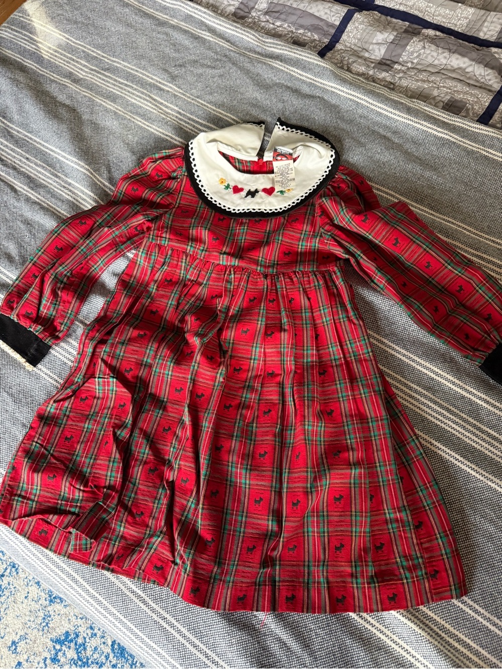 Good Lad Red Plaid Holiday Pajama Dress with White Embroidered Collar